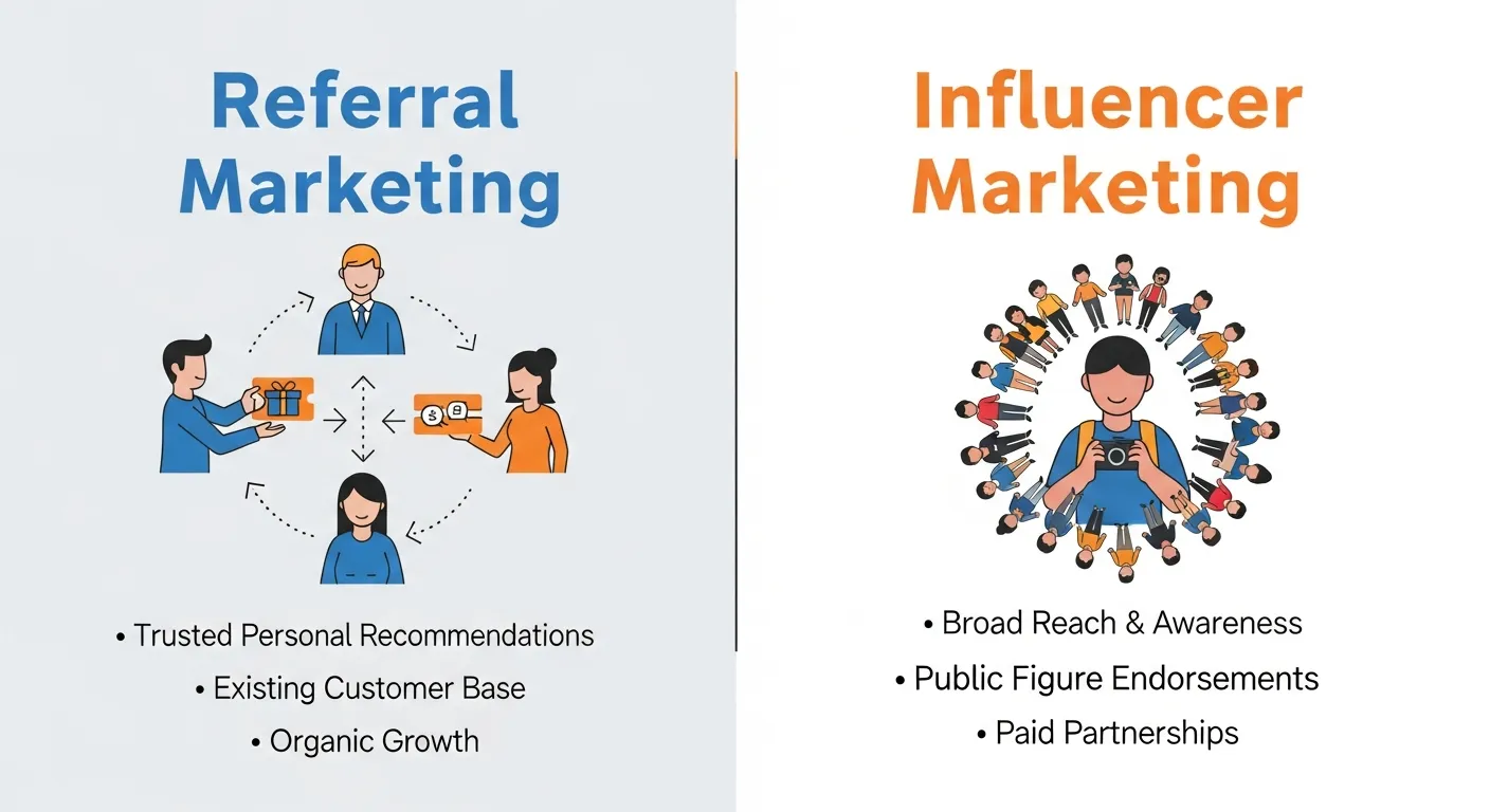 Referral Marketing vs Influencer Marketing Core Differences