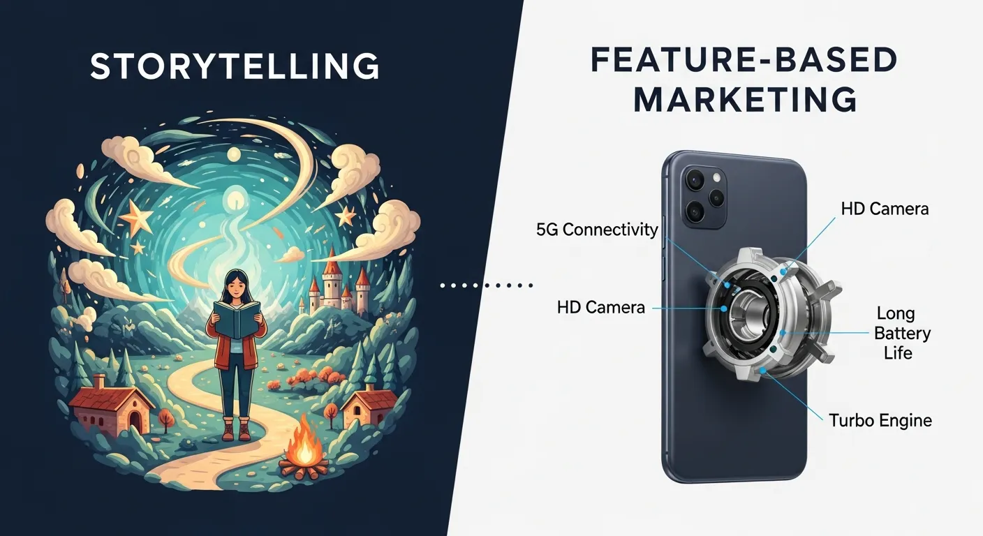 Difference Between Storytelling and Feature-Based Marketing